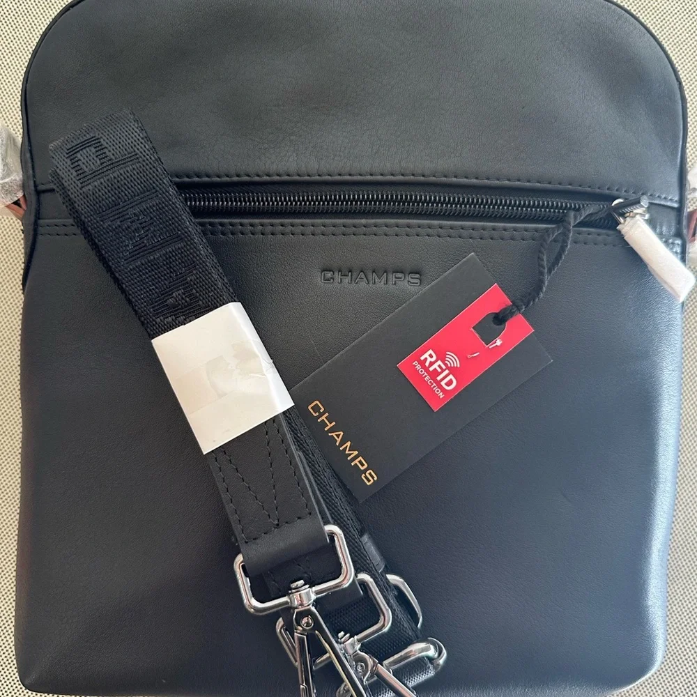 NWT Champs Onyx Leather Crossbody Bag with RFID Protection - Picture 8 of 10